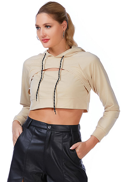 all relaxed front slit cropped hoodie