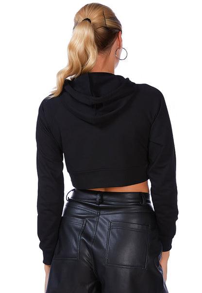 all relaxed front slit cropped hoodie