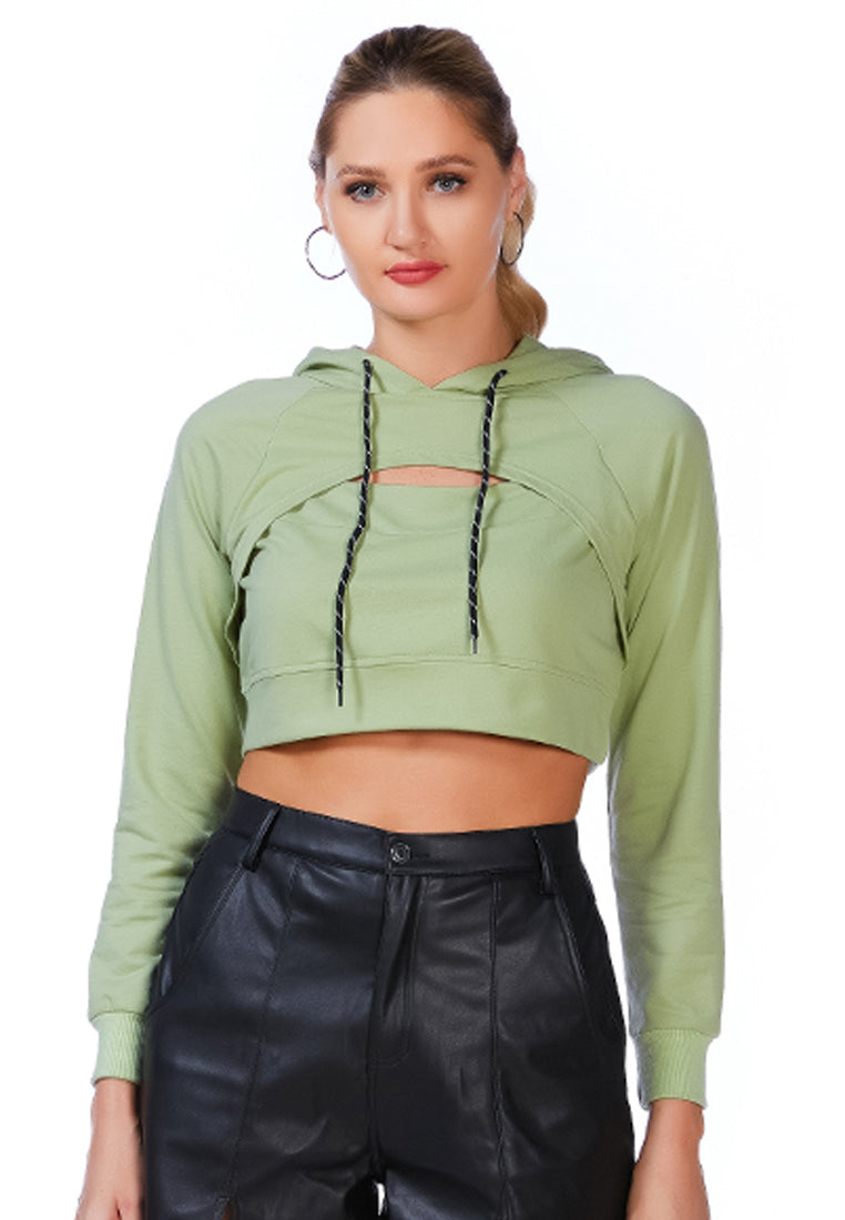 all relaxed front slit cropped hoodie