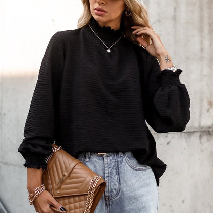 Turtleneck Ruffle Shirt Pullover