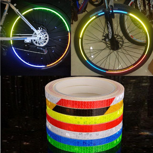 Bicycle reflective stickers mountain bike bicycle motorcycle fluorescent decal tape safety warning riding accessories