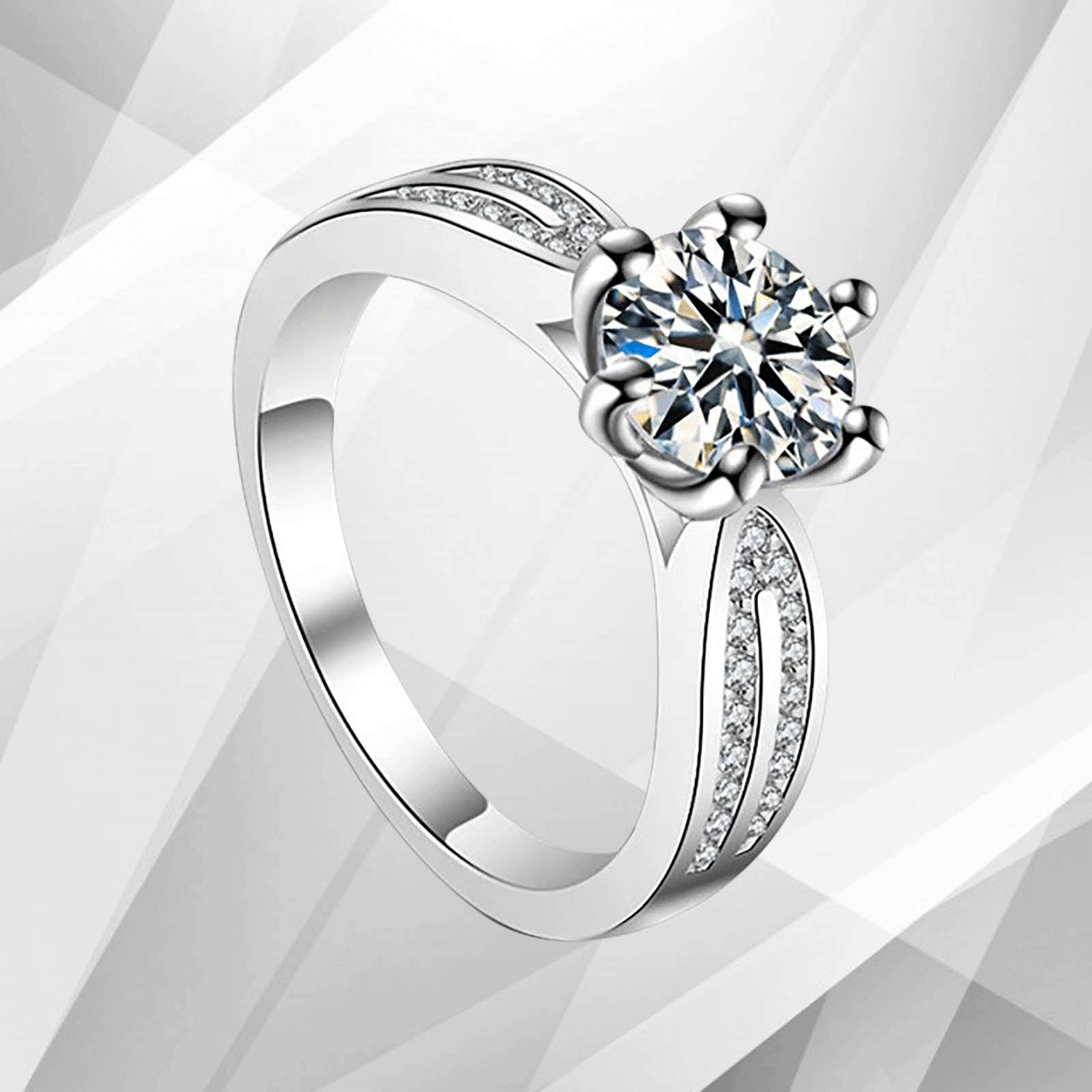 2.88Ct Round-Cut CZ Diamond Solitaire Bridal Engagement Ring 18K White