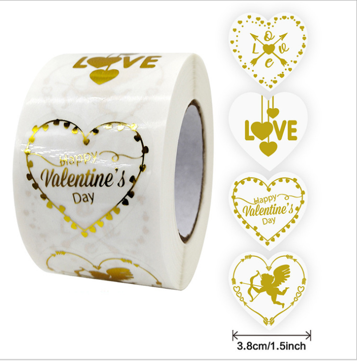 500pcs/roll Valentines Gift Bags Stickers Seal Labels I Love You Happy Valeninte&