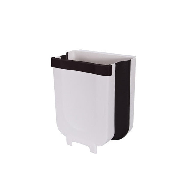 Folding Waste Bin Kitchen Cabinet Door Hanging Trash Bin Trash Can Wall Mounted Trashcan for Bathroom Toilet Waste Storage