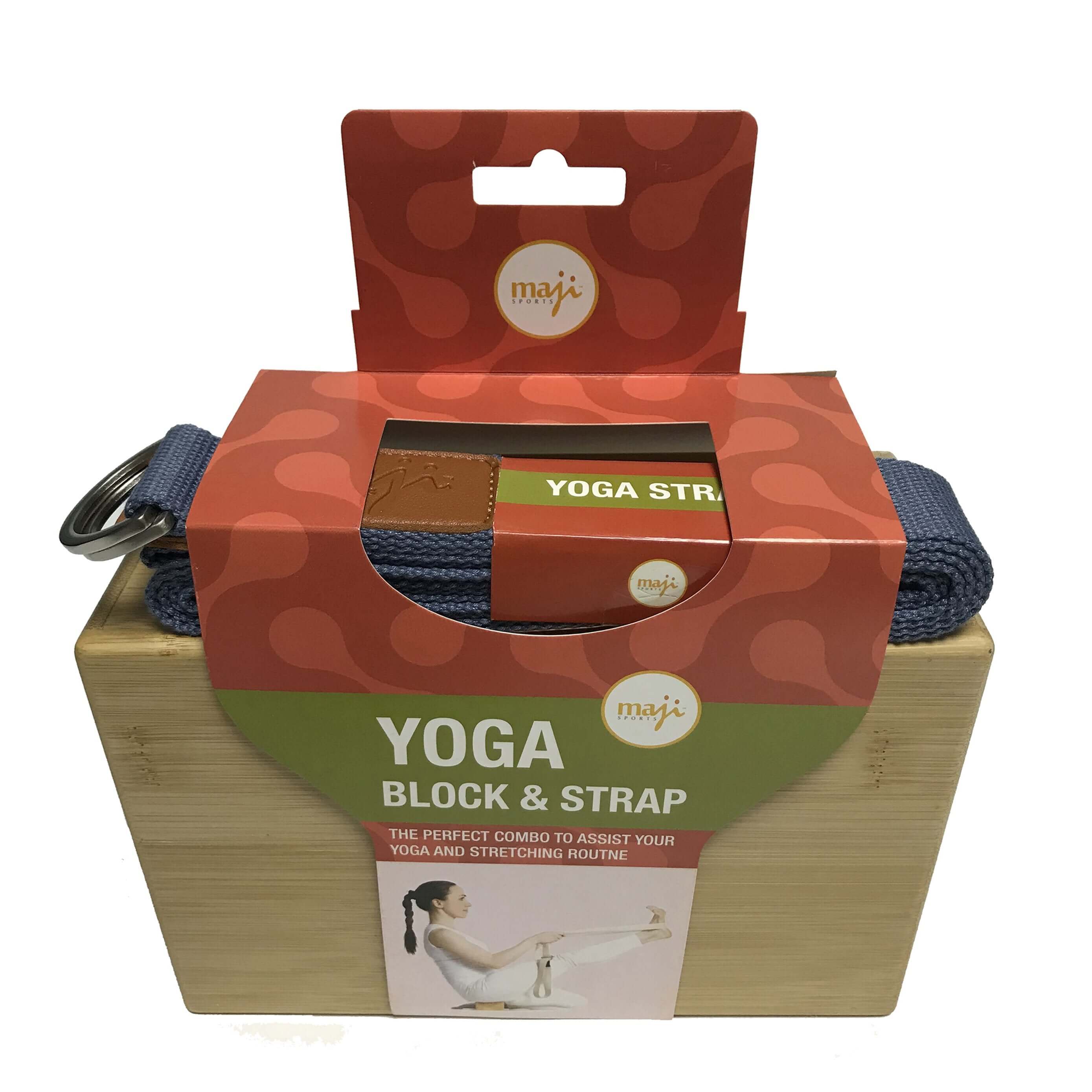 Bamboo Yoga Block &amp; Strap Combo