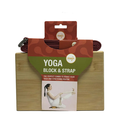 Bamboo Yoga Block &amp; Strap Combo