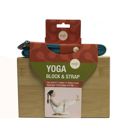 Bamboo Yoga Block &amp; Strap Combo