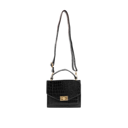 black multi strap mini clutch sling bag