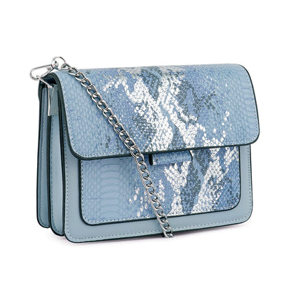 Blue Reptile Print Sling Bag