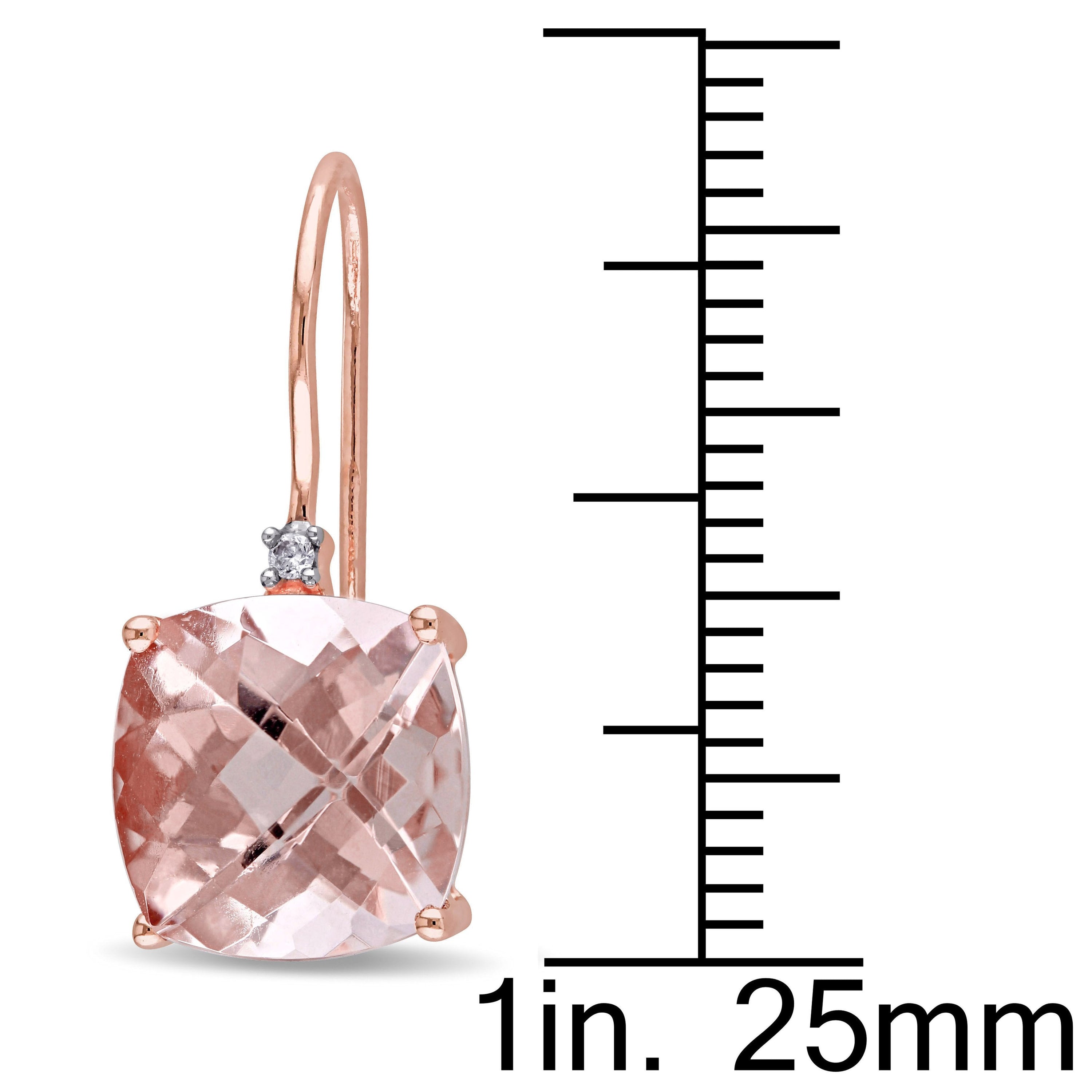 Simulated Morganite Sleek Leverback Earrings in 14K Rose Gold Plating