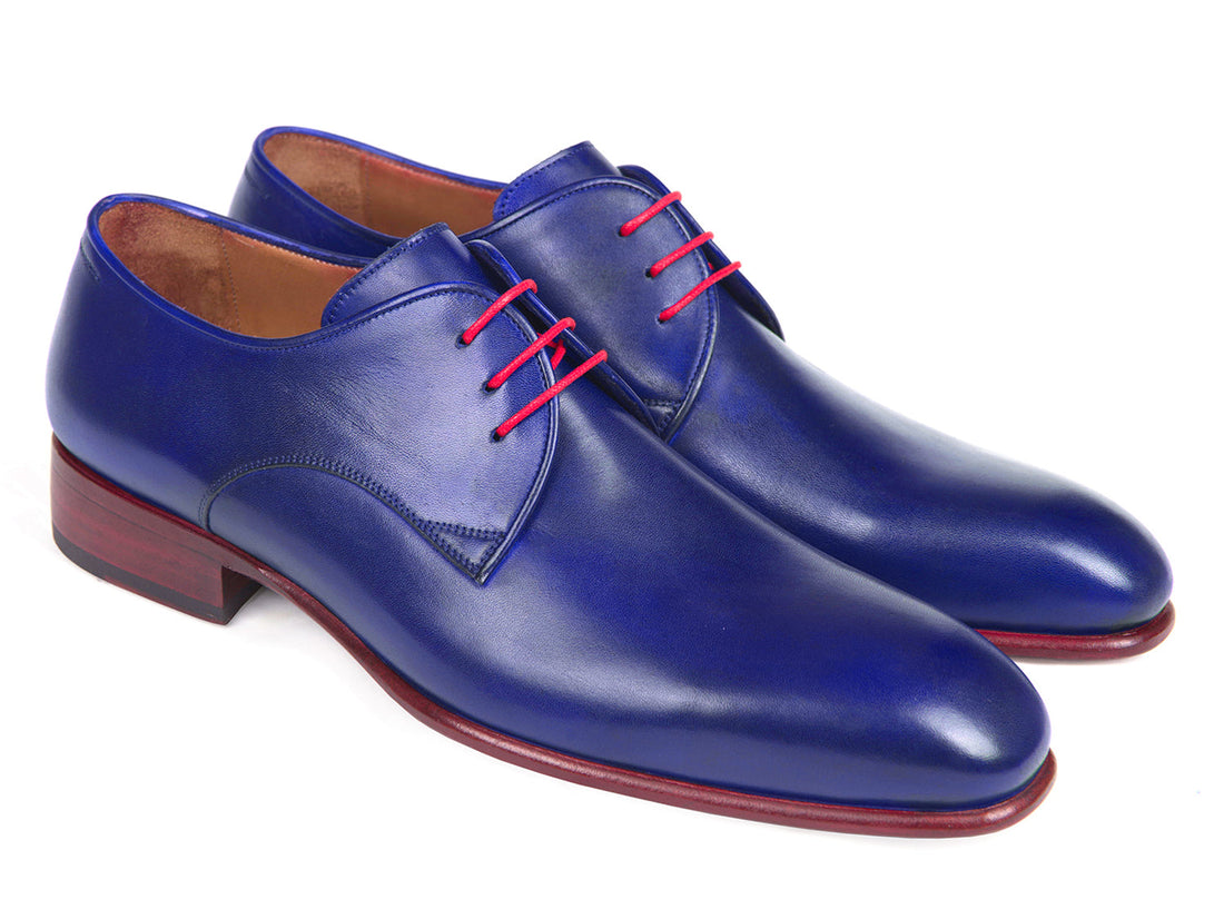 Paul Parkman Blue Hand Painted Derby Shoes (ID