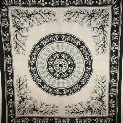 Black Tigers &amp; Elephants Majestic Beasts Tapestry