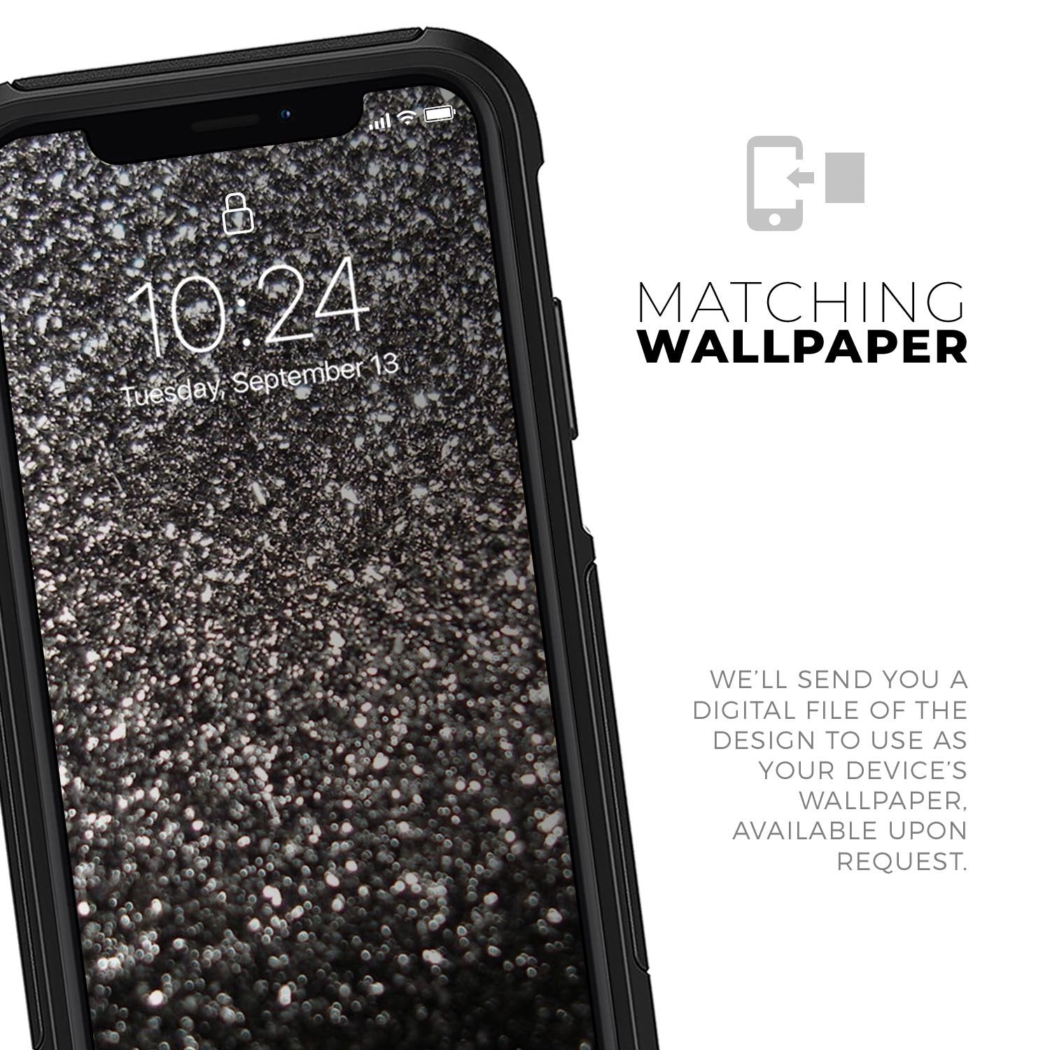 Black Unfocused Sparkle - Skin Kit for the iPhone OtterBox Cases