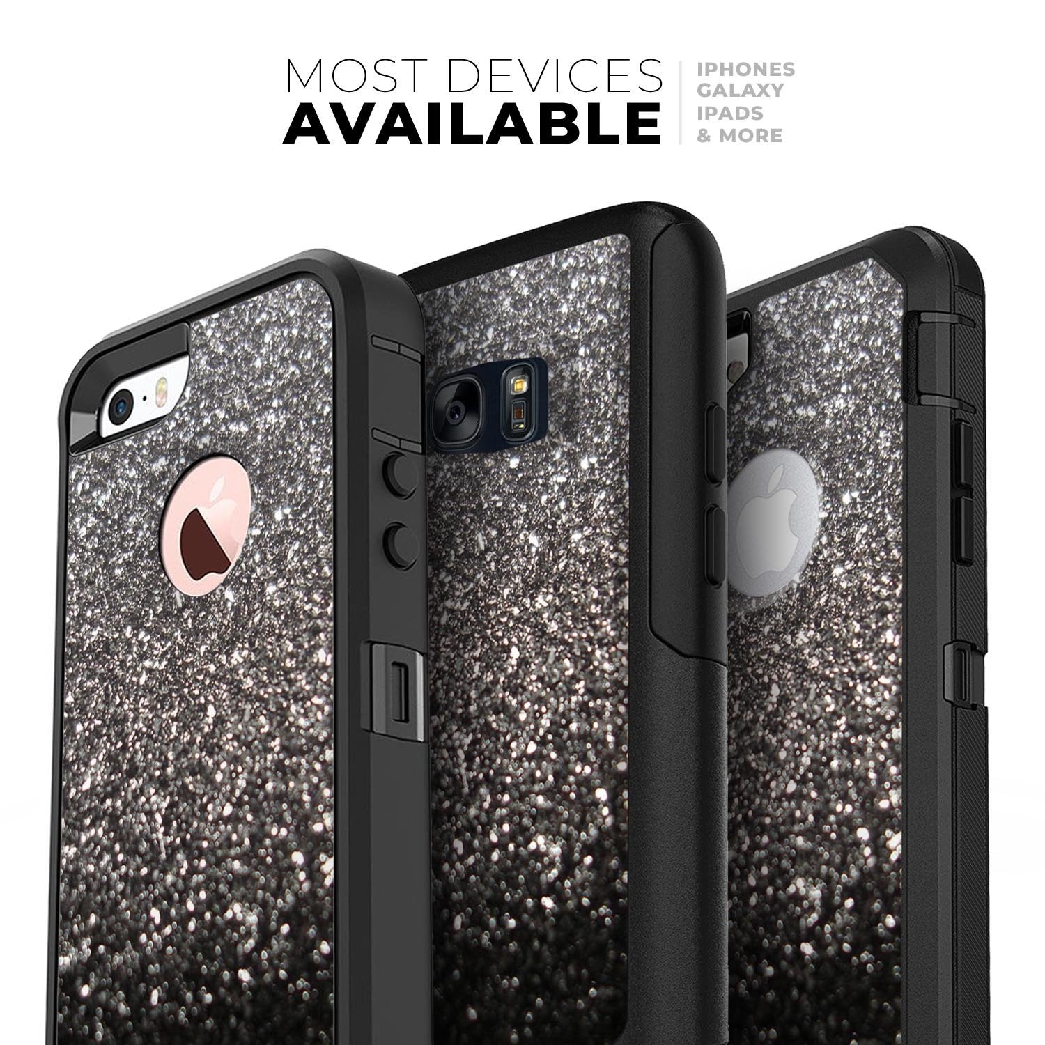 Black Unfocused Sparkle - Skin Kit for the iPhone OtterBox Cases