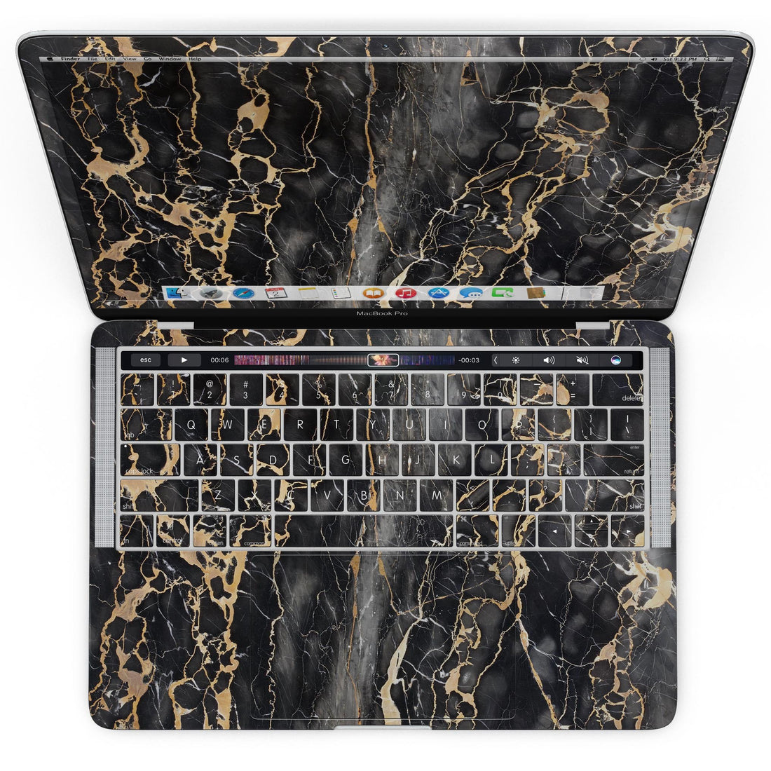 Black and Gold Marble Surface - MacBook Pro with Touch Bar Skin Kit