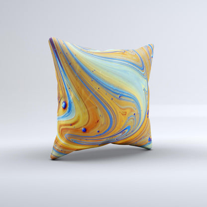 Colorful Wet Paint Mixture ink-Fuzed Decorative Throw Pillow