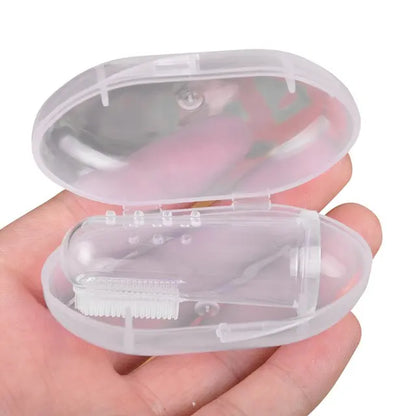 Cute Baby Finger Toothbrush With Box Children Teeth Clear Massage Soft Silicone Infant Rubber Cleaning Brush Massager Set