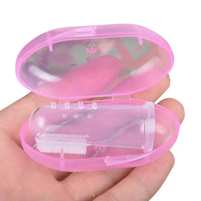 Cute Baby Finger Toothbrush With Box Children Teeth Clear Massage Soft Silicone Infant Rubber Cleaning Brush Massager Set