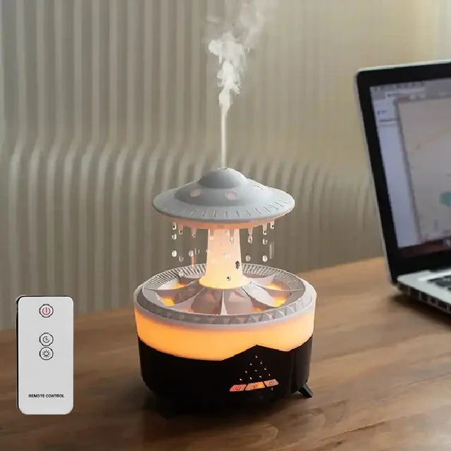 Rain Drop Air Humidifier Essential Oil Diffuser 350ml 7 Colors LED Lamp Ultrasonic Remote Control USB Rain Cloud Aroma Diffuser