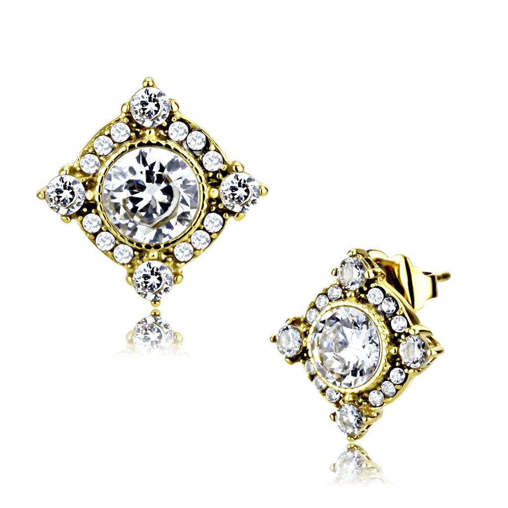 Women Stainless Steel Cubic Zirconia Earrings