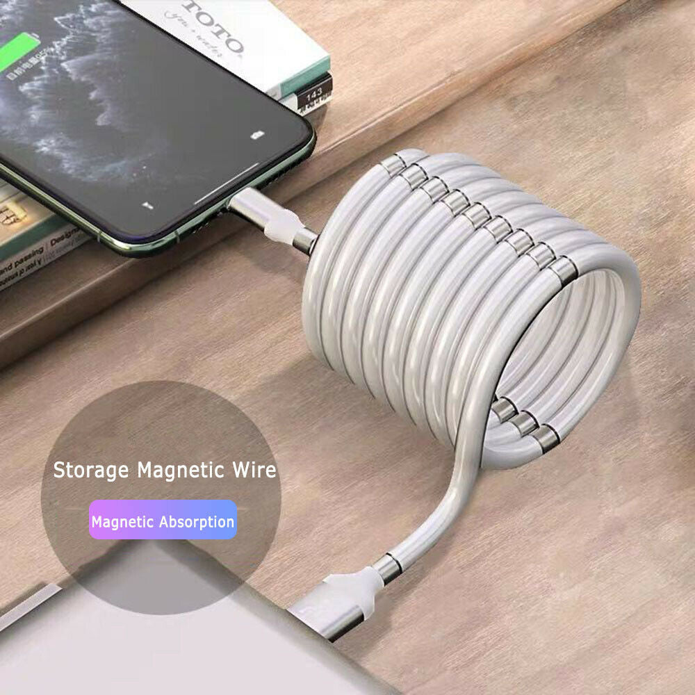 Magic Rope Magnetic Data Cable for Android IOS Type C Micro USB Magnetic Charging Cable Self Winding Data Cable Fast Charging