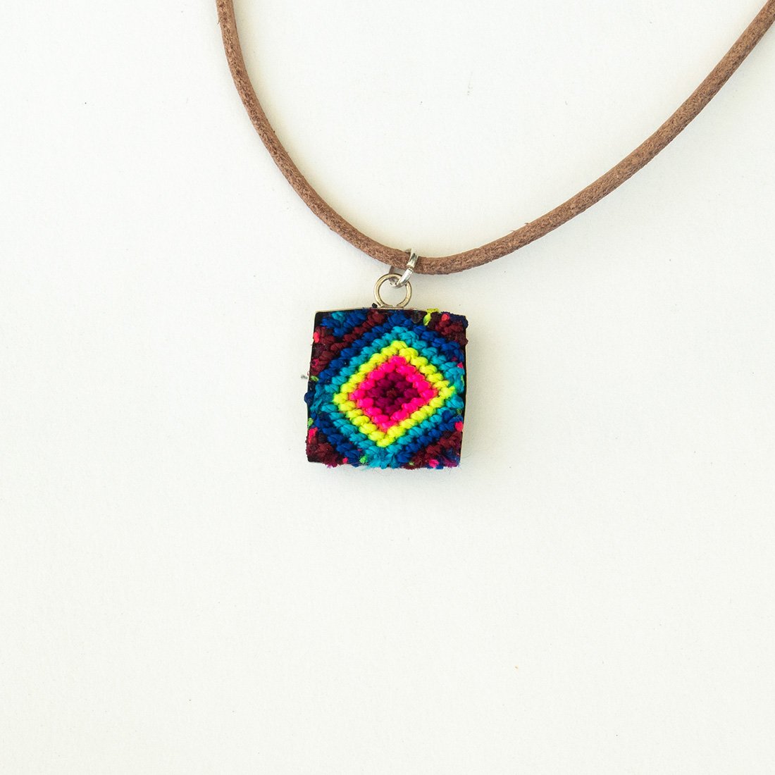 Mini Square Textile Necklace.