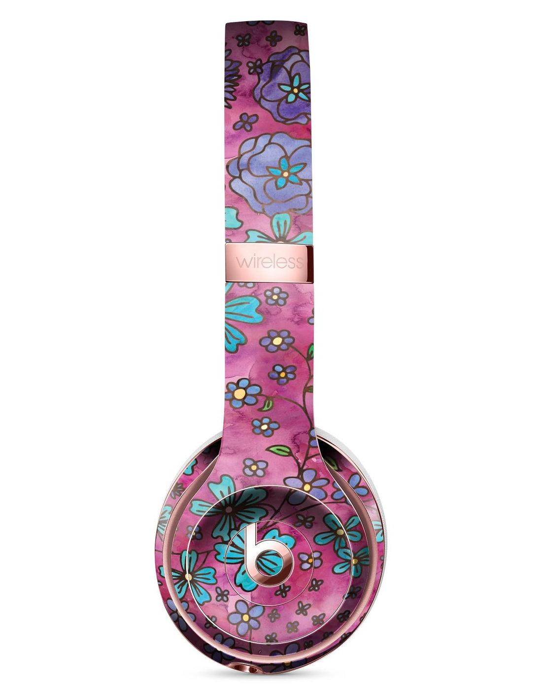 Floral Pattern on Wine Watercolor Full-Body Skin Kit for the Beats by