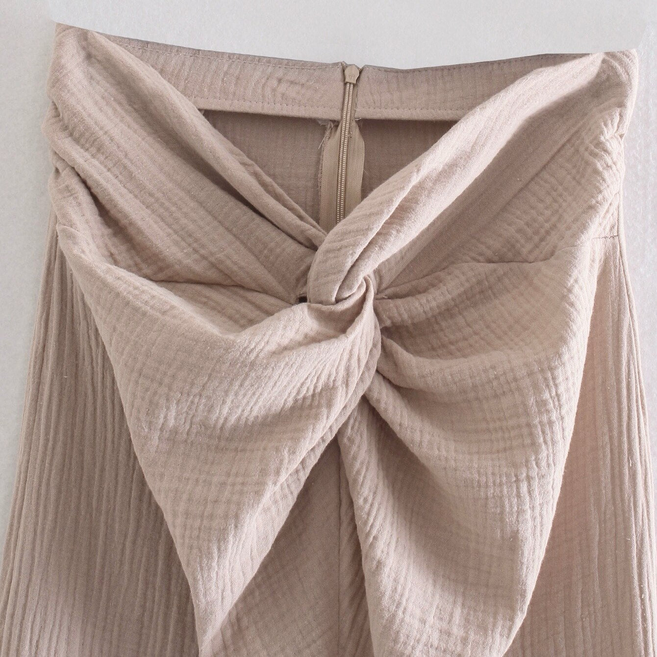 Bowknot Slit Long Skirt Khaki High Waist Maxi Skirt