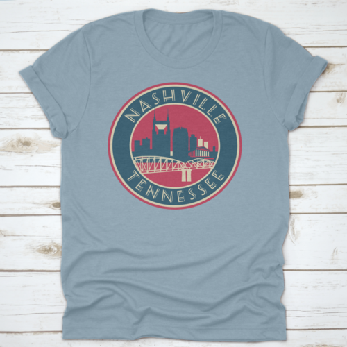 Nashville Tennessee Skyline Logo Stijl Vector Illustratie Shirt