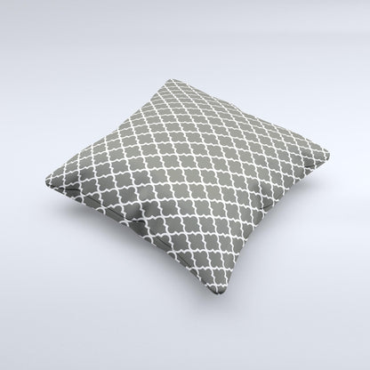 Gray White Seamless Morocan Pattern Ink-Fuzed Decorative Throw Pillow