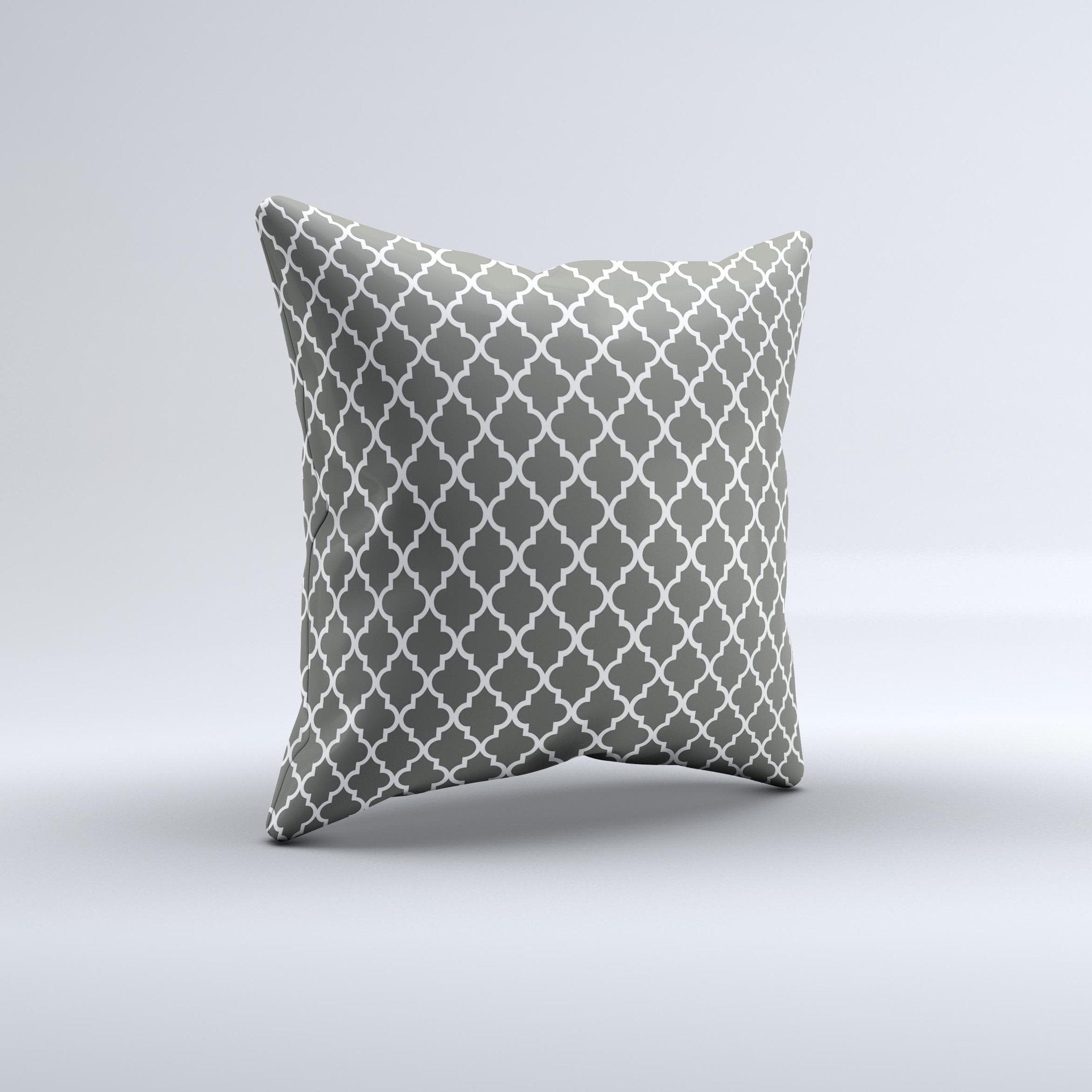 Gray White Seamless Morocan Pattern Ink-Fuzed Decorative Throw Pillow