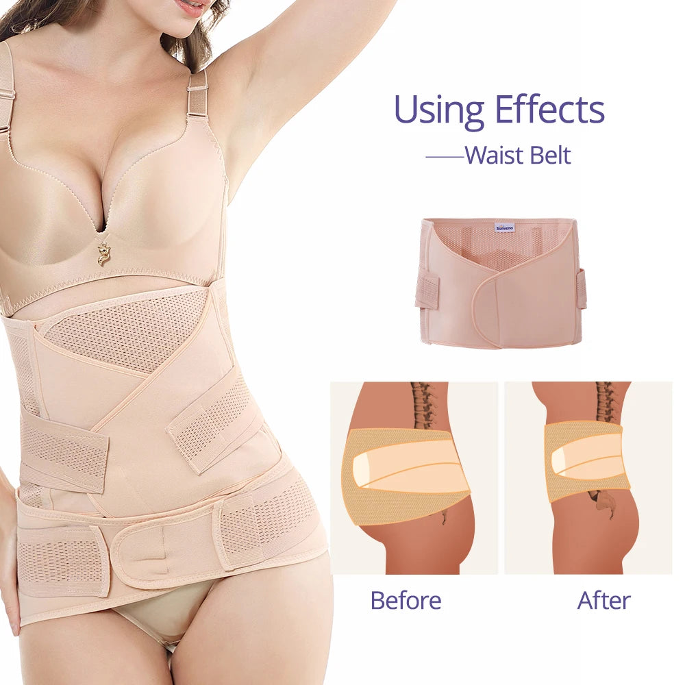 3in1 Belly/Abdomen/Pelvis Postpartum Belt Body Recovery Shapewear Belly Slim Waist Cinchers Breathable Waist Trainer Corset