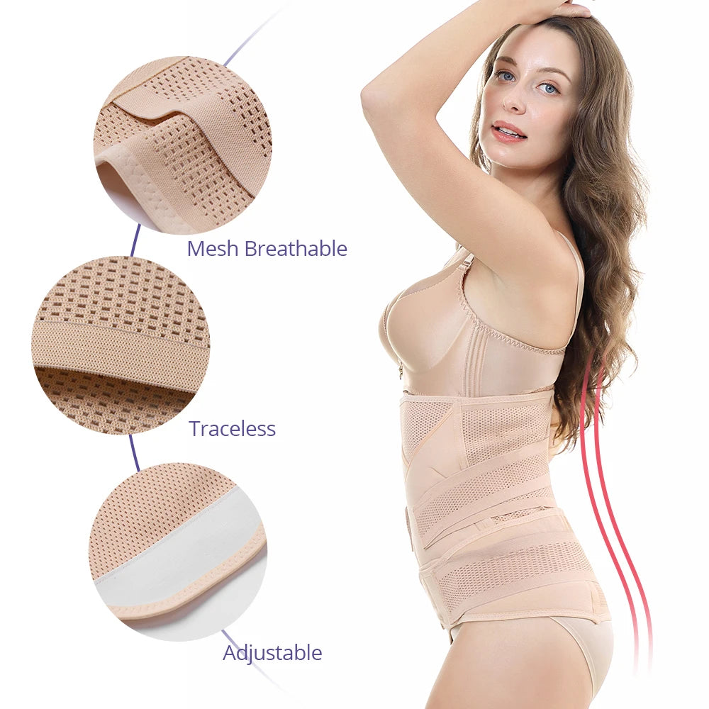 3in1 Belly/Abdomen/Pelvis Postpartum Belt Body Recovery Shapewear Belly Slim Waist Cinchers Breathable Waist Trainer Corset