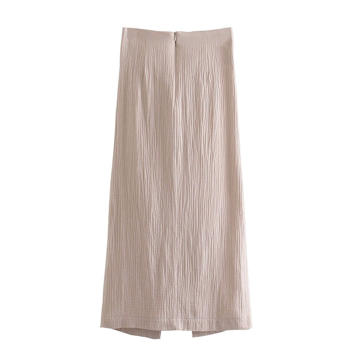 Bowknot Slit Long Skirt Khaki High Waist Maxi Skirt