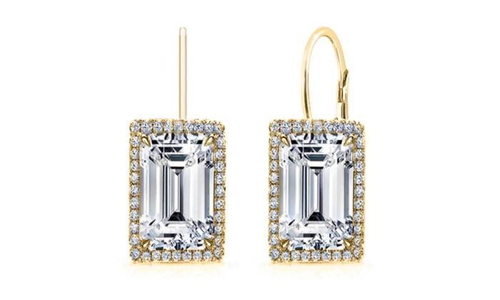 Emerald Cut Elements Leverback-oorbellen in 14K goudlaag