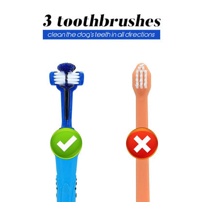 Dog Toothbrush Soft Pet Cat Toothbrush withThree Sided Dogs Rubber Tooth Brush Bad Breath Tartar Teeth Tool Pet Accessories