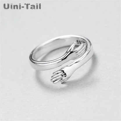 Uini-Tail hot new 925 sterling silver European and American jewelry love hug ring retro fashion tide flow open ring GN601