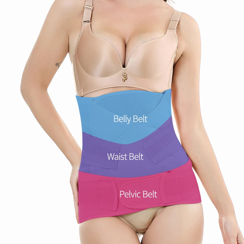 3in1 Belly/Abdomen/Pelvis Postpartum Belt Body Recovery Shapewear Belly Slim Waist Cinchers Breathable Waist Trainer Corset