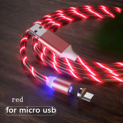 1m Magnetic charging Mobile Phone Cable USB Type C Flow Luminous Lighting Data Wire for Samsung Huawei LED Micro Kable