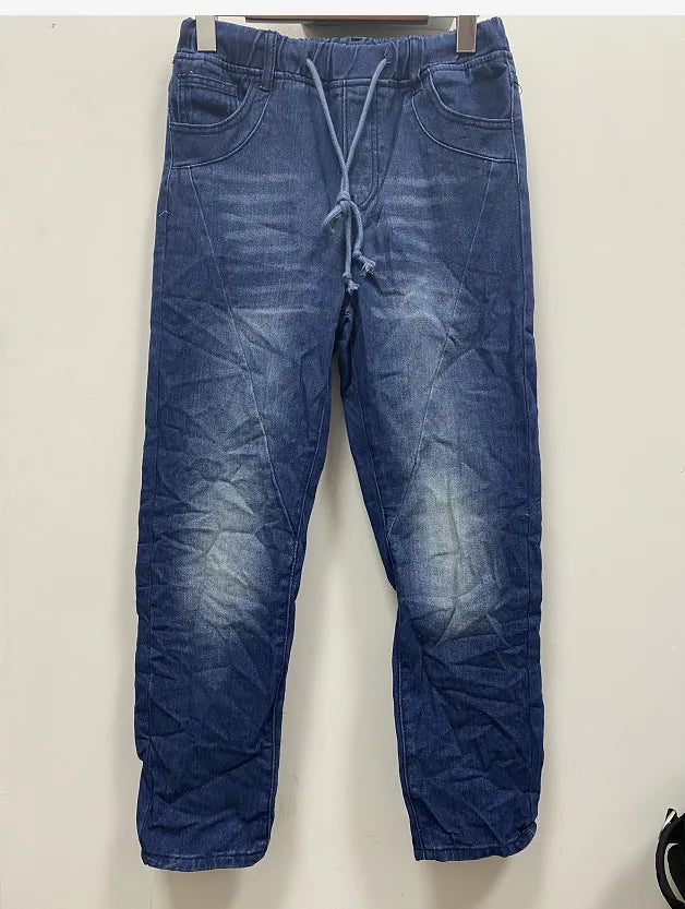 Cargobroek met hoge taille en stretchjeans 