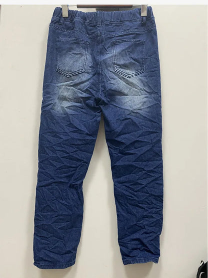 Cargobroek met hoge taille en stretchjeans 