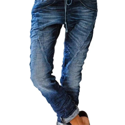 Cargobroek met hoge taille en stretchjeans 