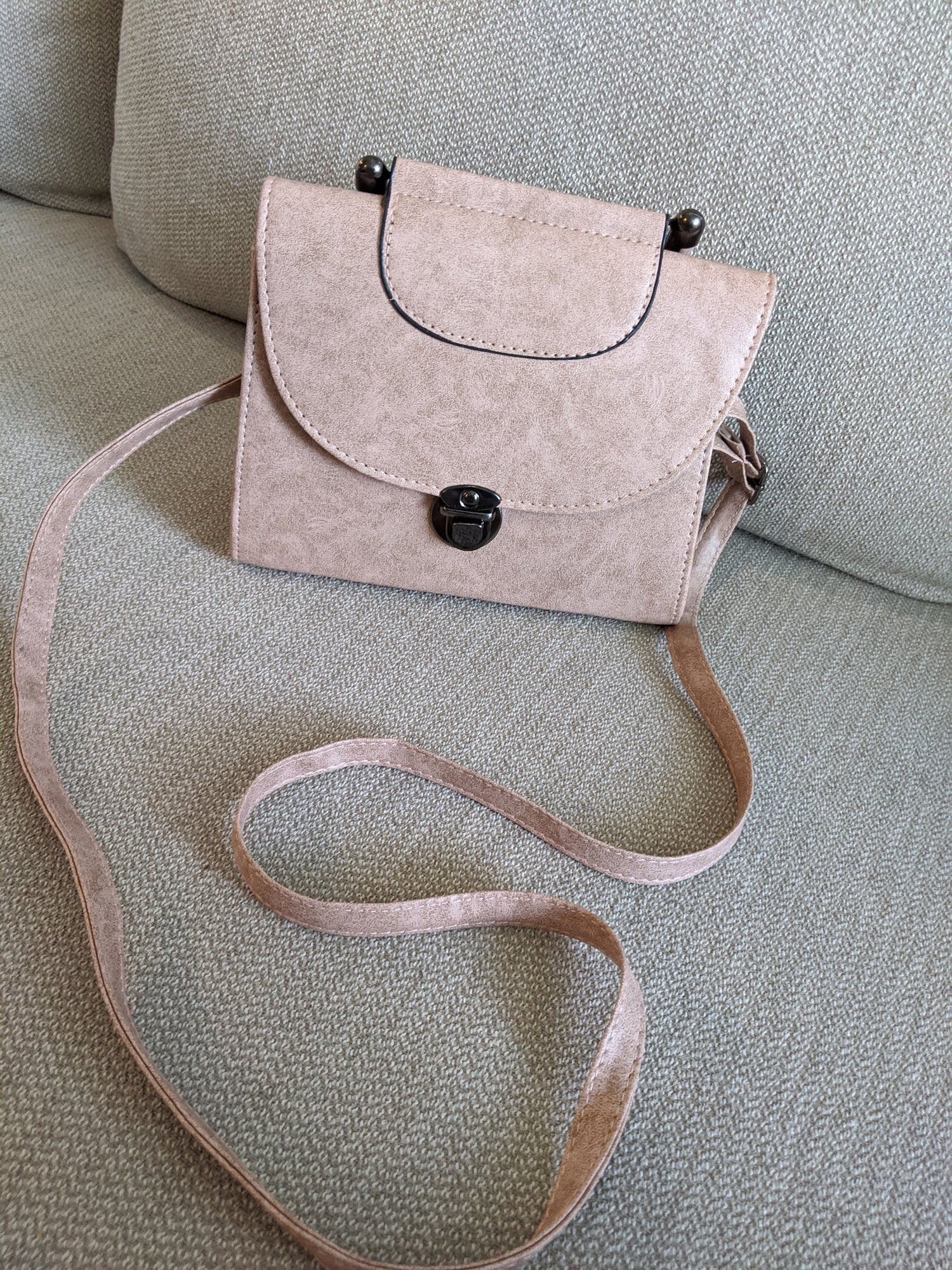 Light Mauve Faux Leather Marbled Cross body bag