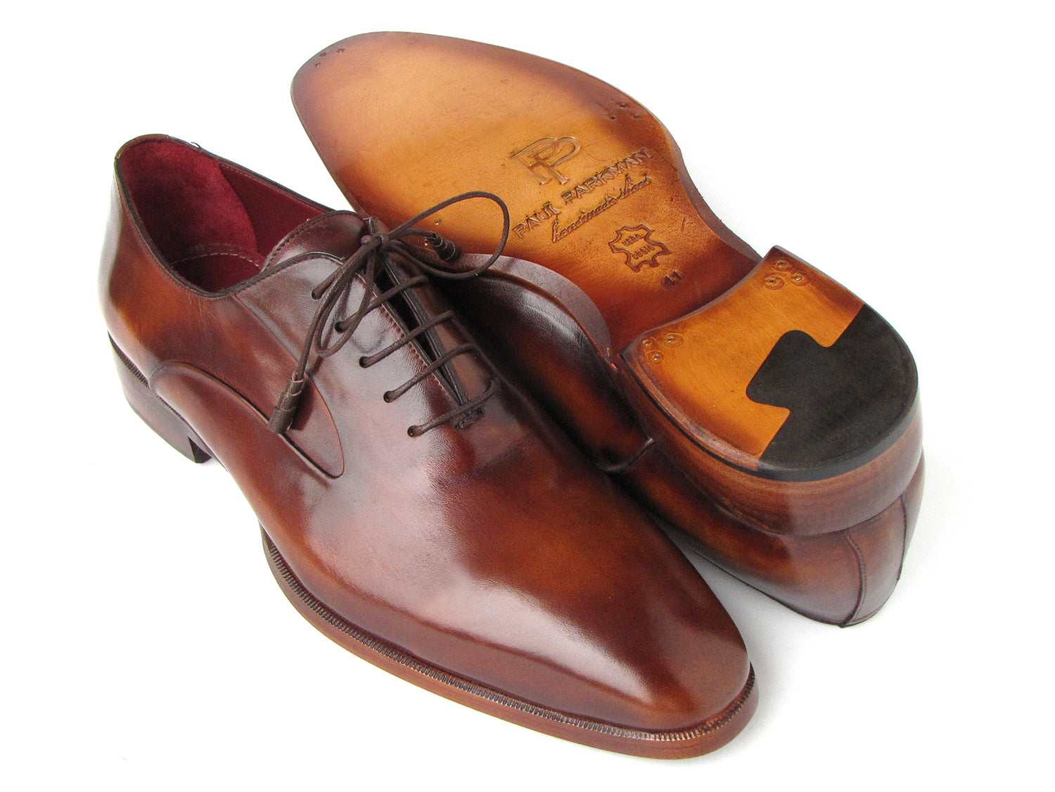 Paul Parkman Plain Toe Brown Calfskin Oxfords (ID