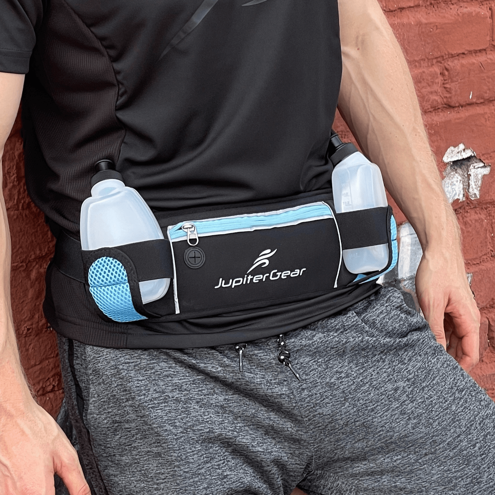 Running Hydration Belt Waist Bag with Water-Resistant Pockets and 2