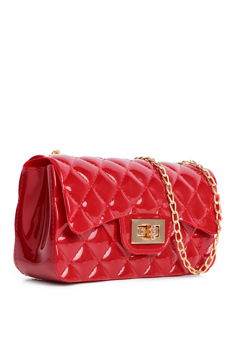 jelly quilted rectangular sling bag