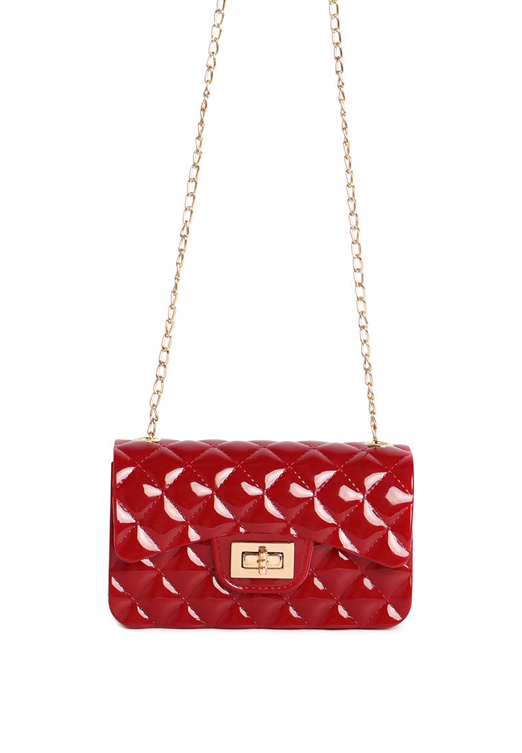 jelly quilted rectangular sling bag