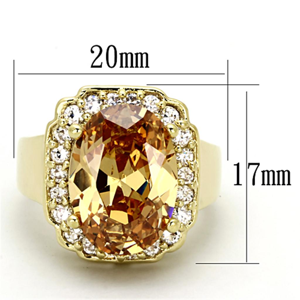 LO2955 - Gold Brass Ring with AAA Grade CZ  in Topaz