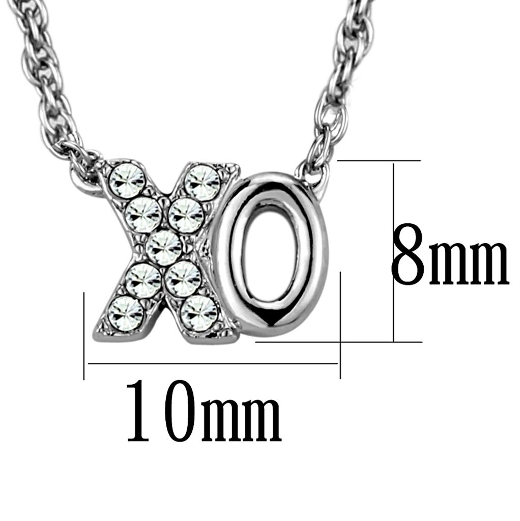 LO3845 - Rhodium Brass Necklace with Top Grade Crystal  in Clear