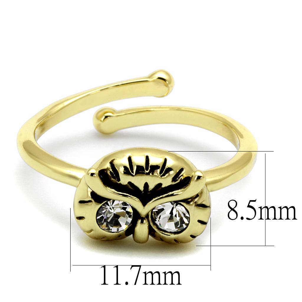 LO4050 - Flash Gold Brass Ring with Top Grade Crystal  in Clear